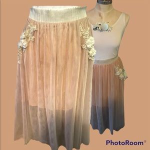 Aratta Tulle Skirt with Floral Applications